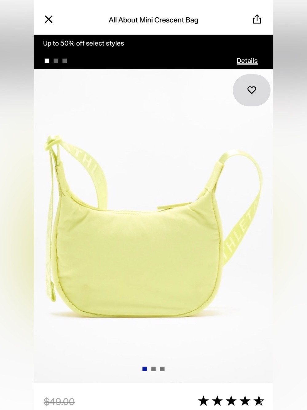 Athleta Mini Crescent Shoulder Bag in Pale Yellow